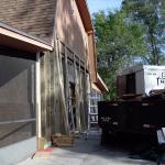 Showing bracing on exterior wall, for beam to be installed.